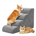 JHK 3-5 Step High-Density Foam Dog Stairs Ramp for Small Dogs Curved Pet Dog Steps Indoor Non-Slip Pet Ladder Ramp Stairs