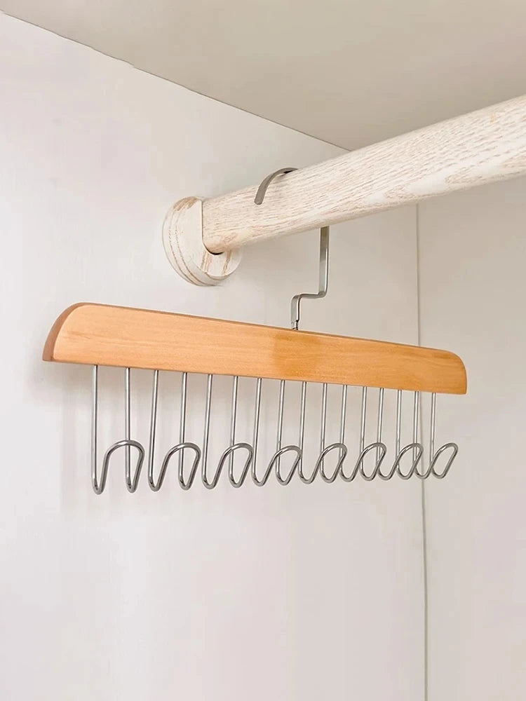 1/2 PCS Multi-functional Solid Wood Clothing Eight-hook Hanger Underwear Sling Belt Vests Silk Scarf Hooks Wardrobe Organizer