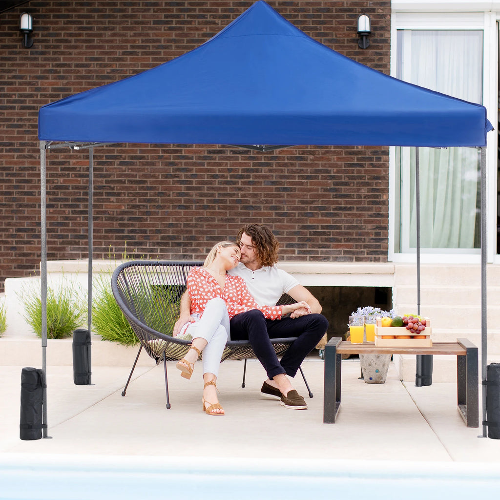 JHK 10x10ft Pop Up Outdoor Canopy Tent Easy Setup Shade Instant Portable Sun Shelter Canopy Tent with Sand Bags for Camping