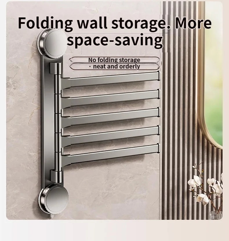 No Need To Drill Suction Cup rotating towel rack multi-bar folding rack towel rack Bathroom bath towel rack Kitchen storage rack