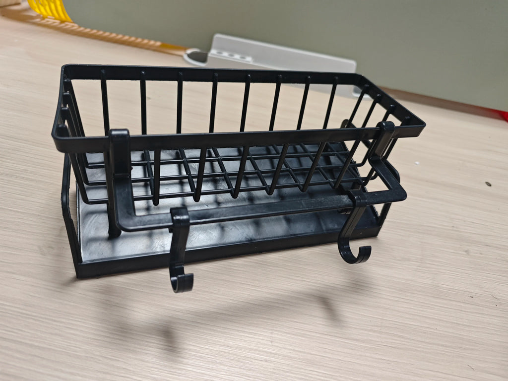 1Pc Multifunctional Plastic Kitchen Shelf Rag Storage Drainage Shelf,No-Punch Adhesive Spice Rack,Sink Tap Drain Rack with Hooks