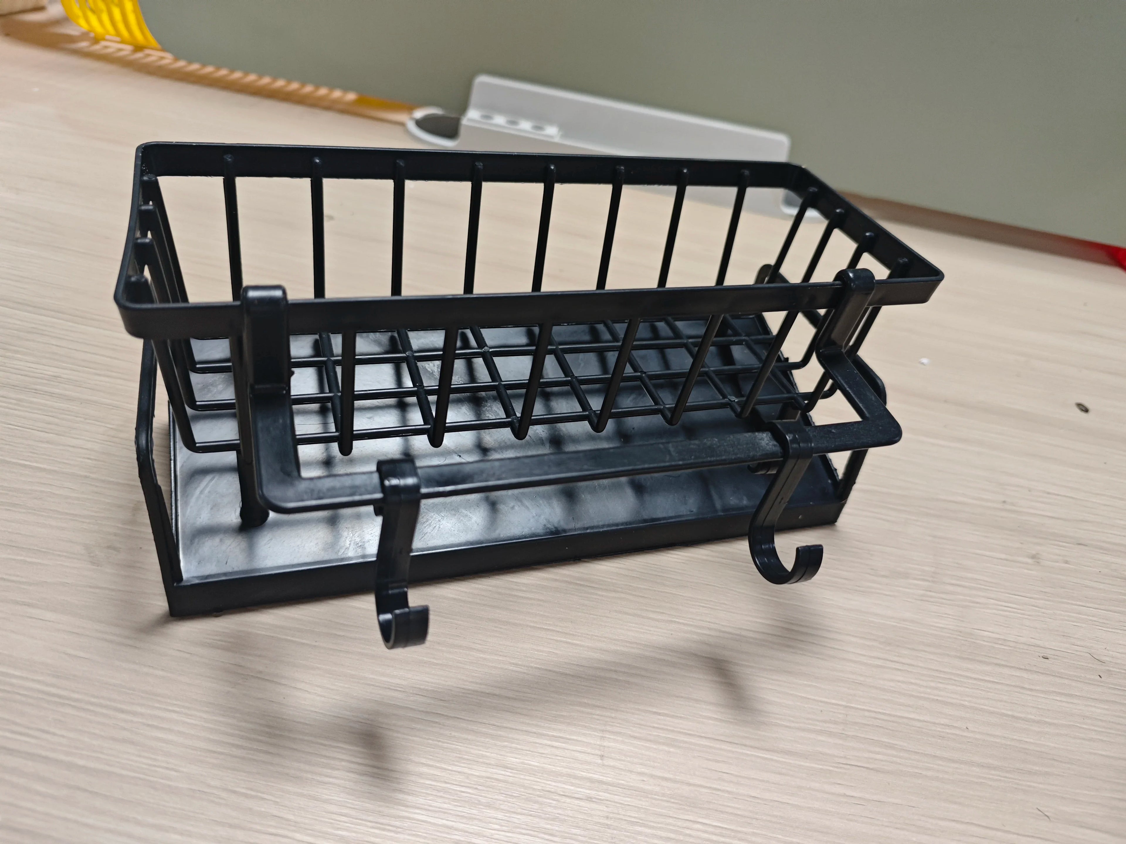 1Pc Multifunctional Plastic Kitchen Shelf Rag Storage Drainage Shelf,No-Punch Adhesive Spice Rack,Sink Tap Drain Rack with Hooks