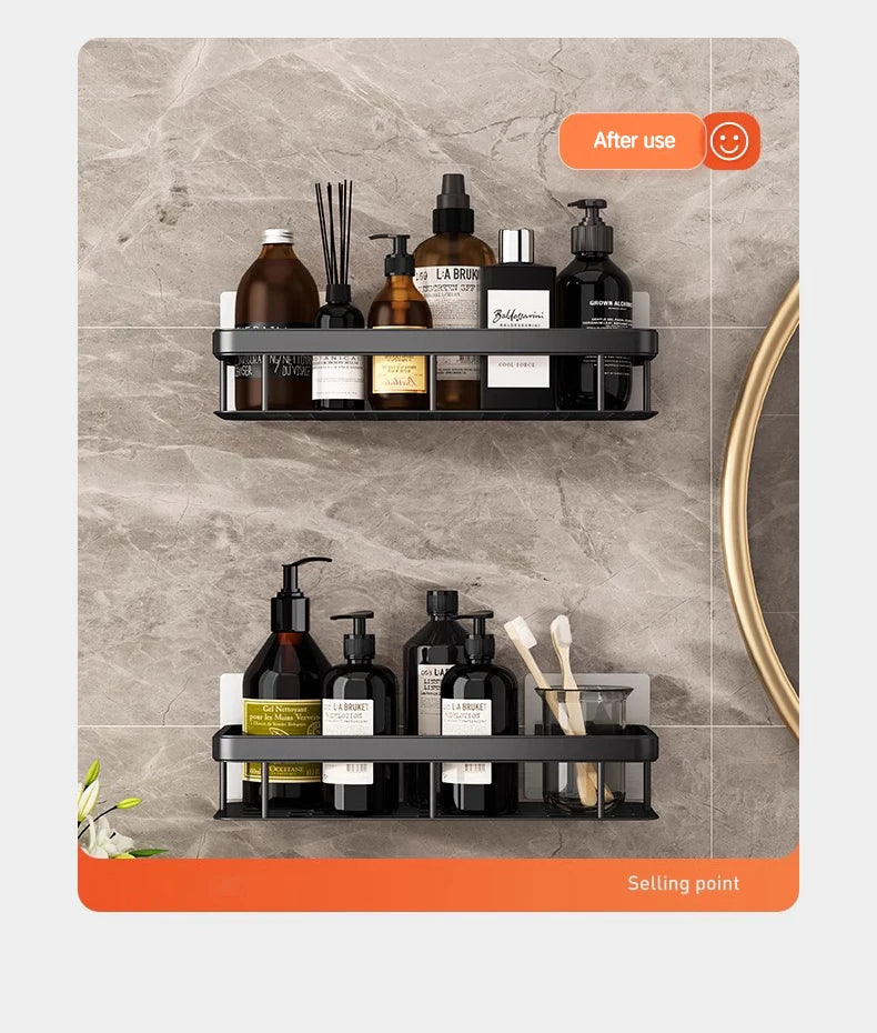 Bathroom Storage Rack Stainless Steel Anti Rust Storage Shower Rack Suction Cup Storage Rack Household Storage Appliances