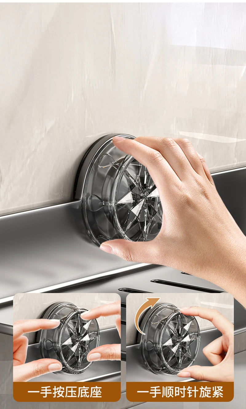 1pc Bathroom Sink Storage Rack Suction Cup Faucet Draining Rack Punch free Wall-mounted Toiletries Shelf Bathroom Organizer