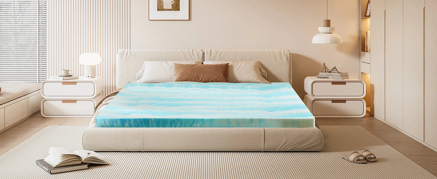 JHK 3 Inch Memory Foam Soft Mattress Topper CertiPUR US Certified Thick Gel Cooling Mattress Soft and Breathable Bed Topper