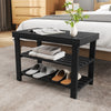 JHK 3-Tier Bamboo Entryway Benches Living Room Shoe Rack Bench Holds Up to 286 lb Storage Organizer for Bedroom Balcony