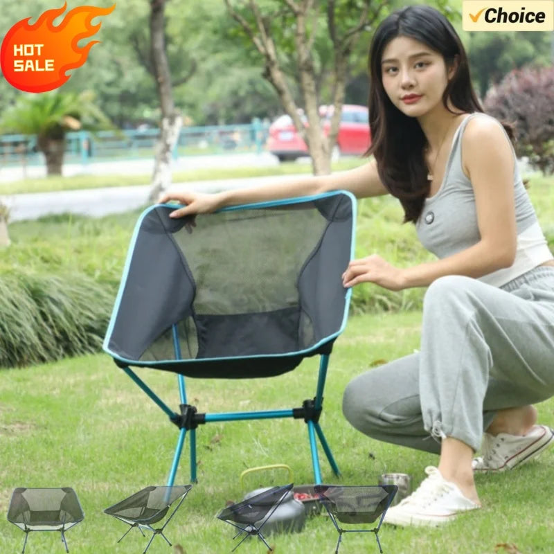 New Outdoor Moon Chair Ultra-Light Folding Camping Chair Portable Leisure Backrest Aluminum Alloy  for Backpacking  fishing