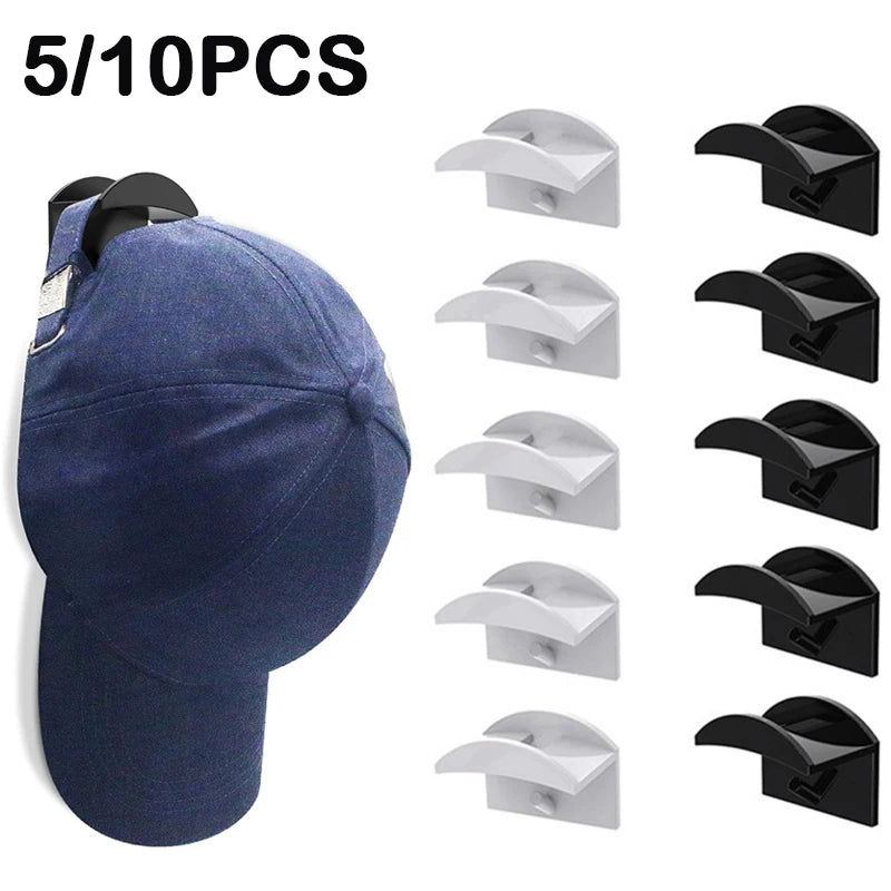 5/10Pcs Baseball Cap Hook Traceless Hat Hanger Wall Mount Cap Headset Necklace Organizer Display Rack Hat Storage Rack Holder