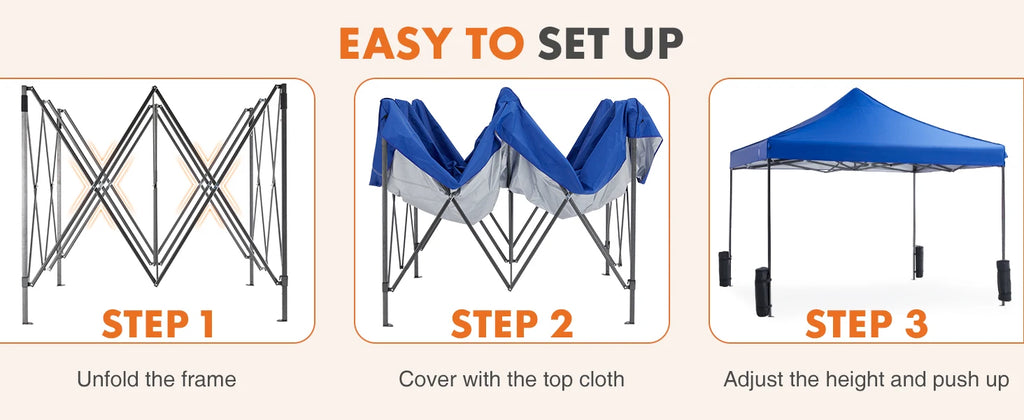 JHK 10x10ft Pop Up Outdoor Canopy Tent Easy Setup Shade Instant Portable Sun Shelter Canopy Tent with Sand Bags for Camping