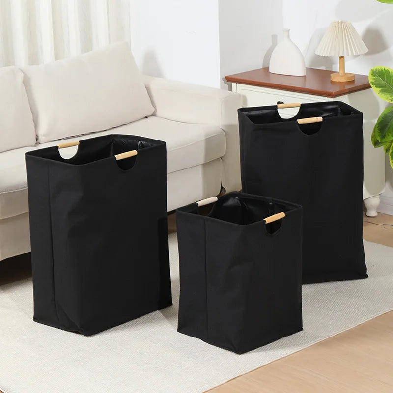 Large Capacity Laundry Basket Portable Dirty Clothes Storage Basket With Handle Black Durable Linen Foldable Laundry Basket