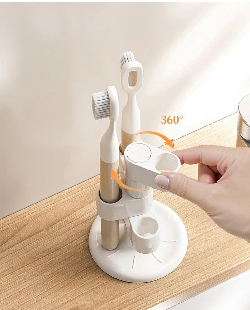 1/2pcs Rotating Toothbrush Holder Bathroom Desktop Toothbrush Storage Rack Makeup Brush Pen Organizers Bathroom Accessories