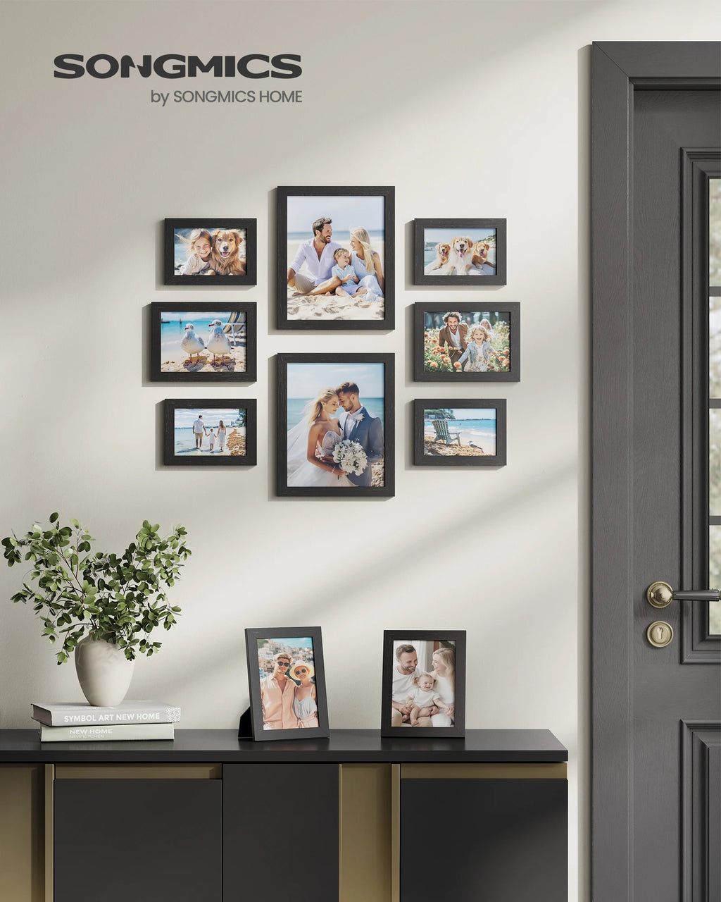 SONGMICS Picture Frames, 10 Pack Collage Picture Frames with Two 8x10, Four 5x7, Four 4x6, Photo Frame Set for Wall Gallery Deco