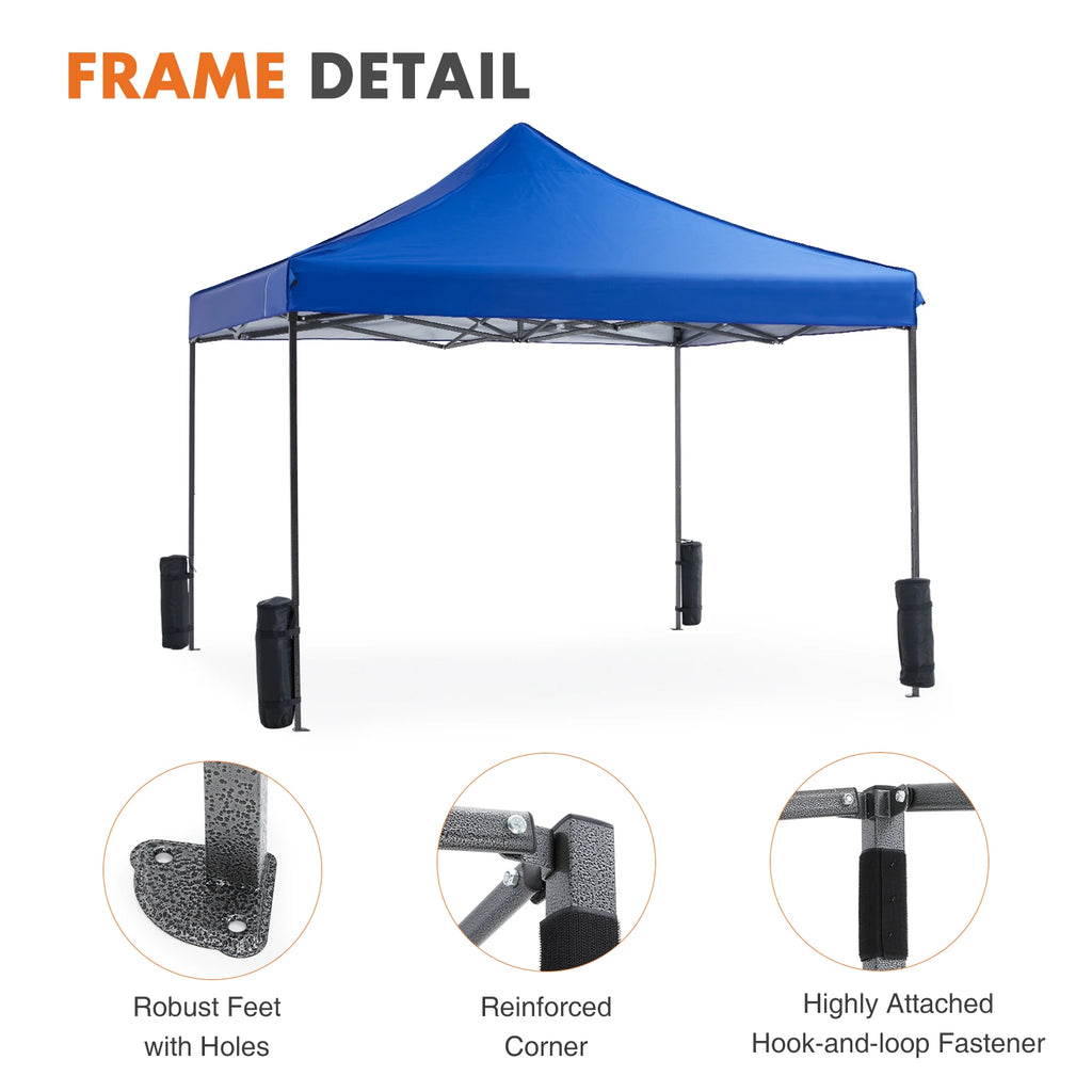 JHK 10x10ft Pop Up Outdoor Canopy Tent Easy Setup Shade Instant Portable Sun Shelter Canopy Tent with Sand Bags for Camping