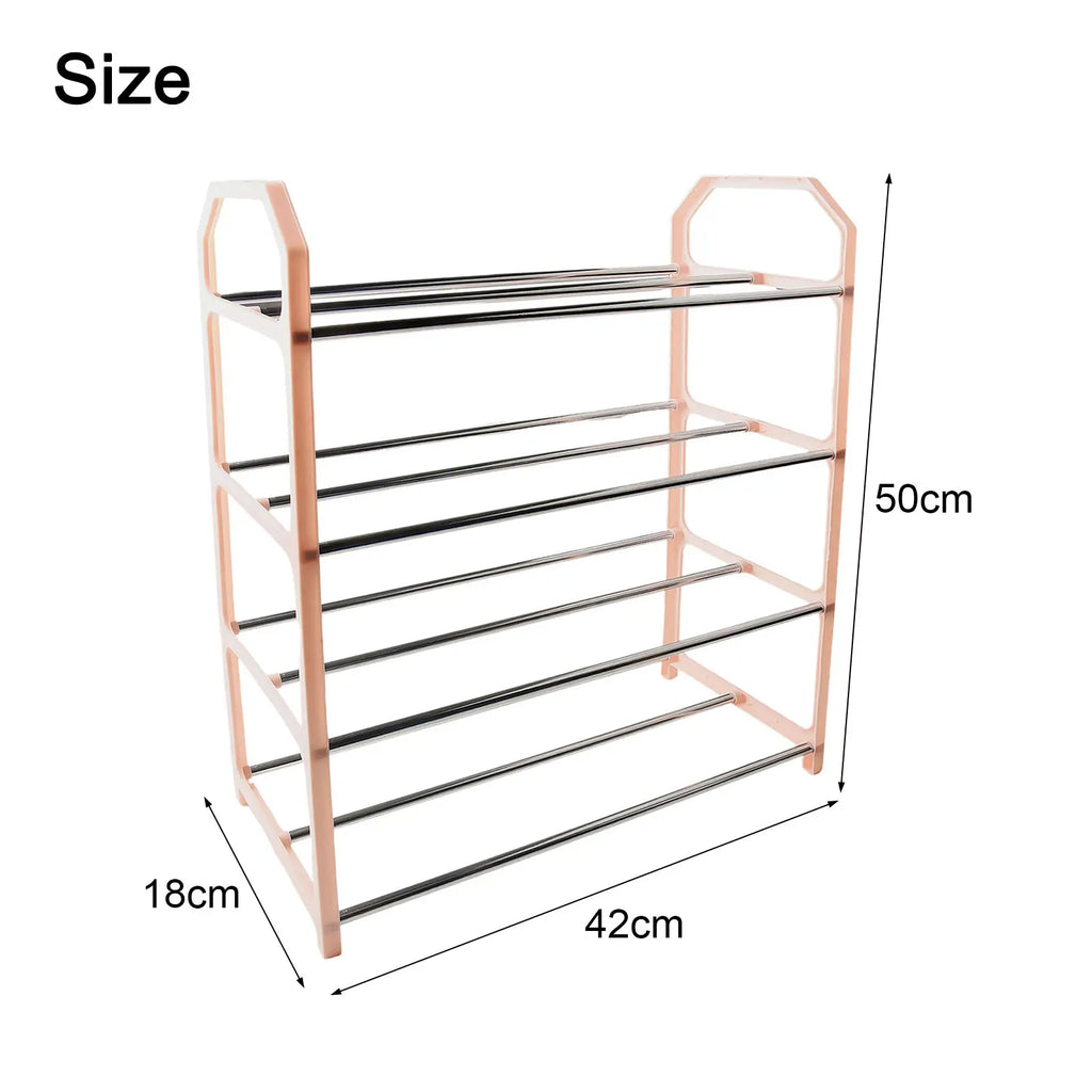 4-Layer Metal Shoe Rack Simple Shoe Shelf Footwear Organizer Stand Holder Large Capacity Shoe Shelf Living Room Storage