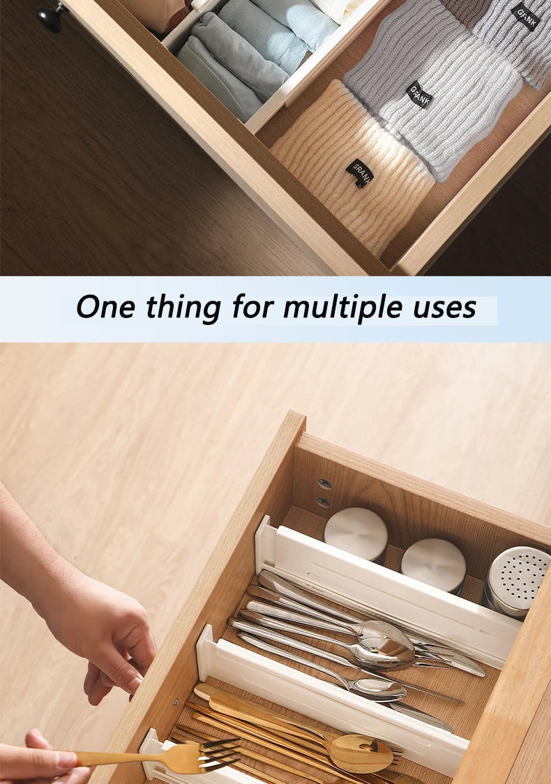 1pc Retractable Drawer Storage Partition Board  Sorting baffle Multi-functional kitchen Tableware Underwear Cosmetics Organizer