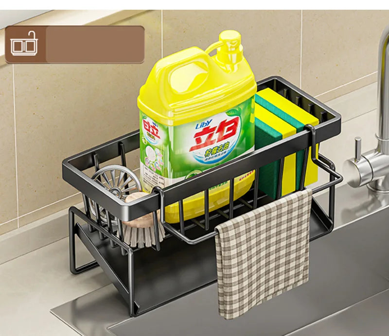 Sink Cleaning Tools Storage Rack Kitchen Multifunctional Stainless Steel Drain Rack for Sponge Cleanser Organizer Rag Hanger