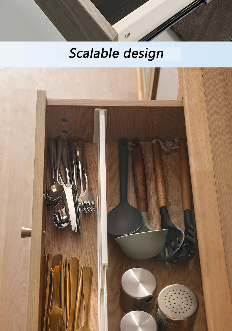 1pc Retractable Drawer Storage Partition Board  Sorting baffle Multi-functional kitchen Tableware Underwear Cosmetics Organizer