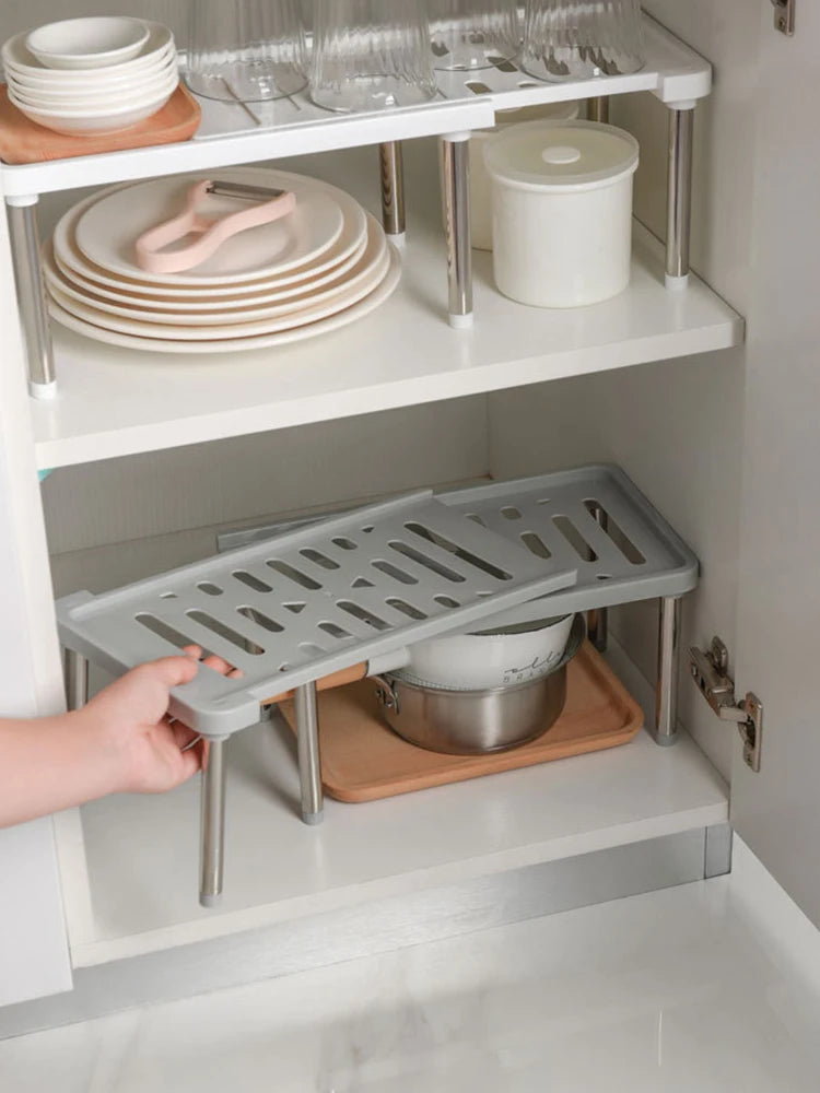 1PC Spice Bottle Rack Kitchen Spice Rack Retractable Cabinet Retractable Lengthened Drain Bowl Rack