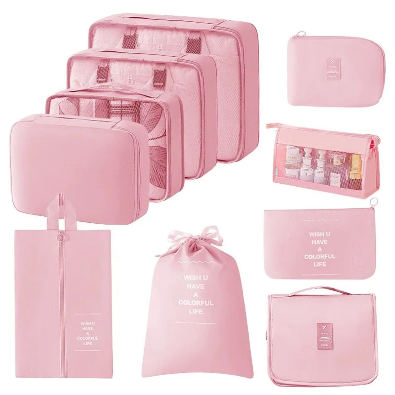7/8/9/10 Pcs Set Travel Organizer Storage Bags Suitcase Packing Cubes Set Cases Portable Luggage Clothes Shoe Tidy Pouch Folding