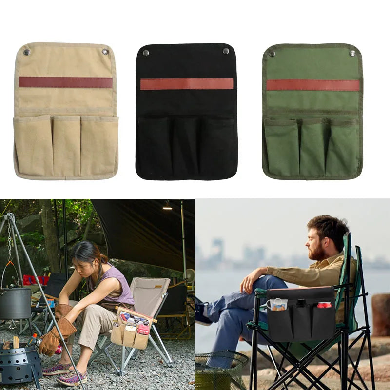 1pc Outdoor Camping Chair Armrest Storage Bags Portable Folding Chair Side Hanging Bags Fishing Camping Organizer Storage Pouch
