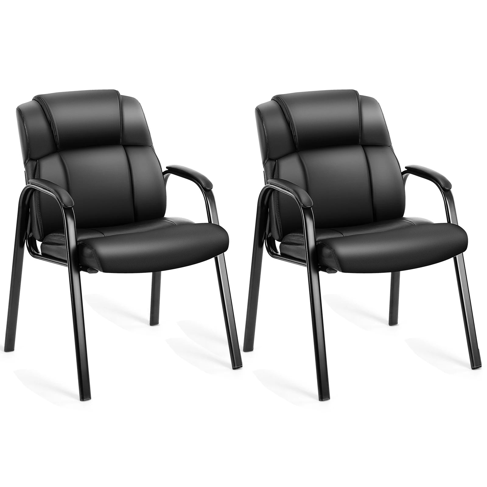 JHK PU Leather Padded Backrest Office Chair Living Room Ergonomic Waterproof Waiting Room Seat Thickened Sponge Cushion Arms