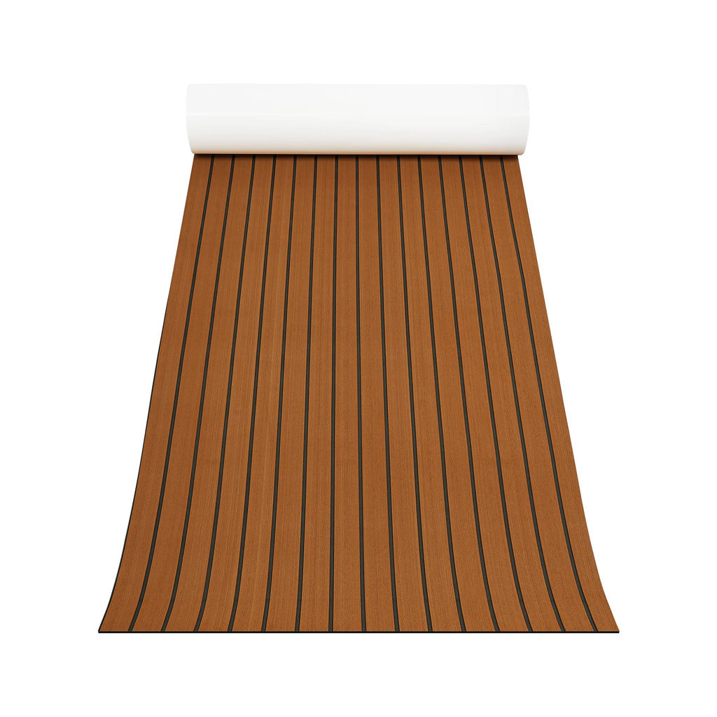 240x90cm EVA Foam Teak Floor Mat 6mm Thick Anti-Slip Self-Adhesive Pad Cuttable Waterproof Marine Carpet for Boat Deck RV Yacht