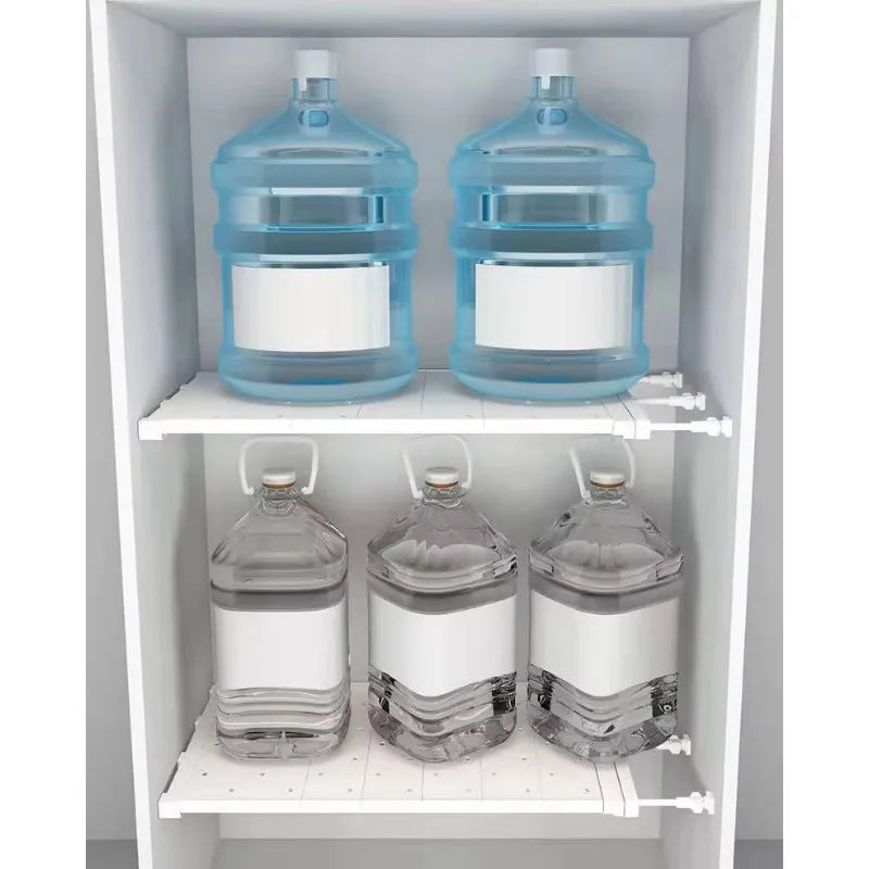 Large Size Adjustable Closet Organizer Kitchen Storage Shelf Retractable Wardrobe Storage Tiered Partition Rack Bathroom Holder