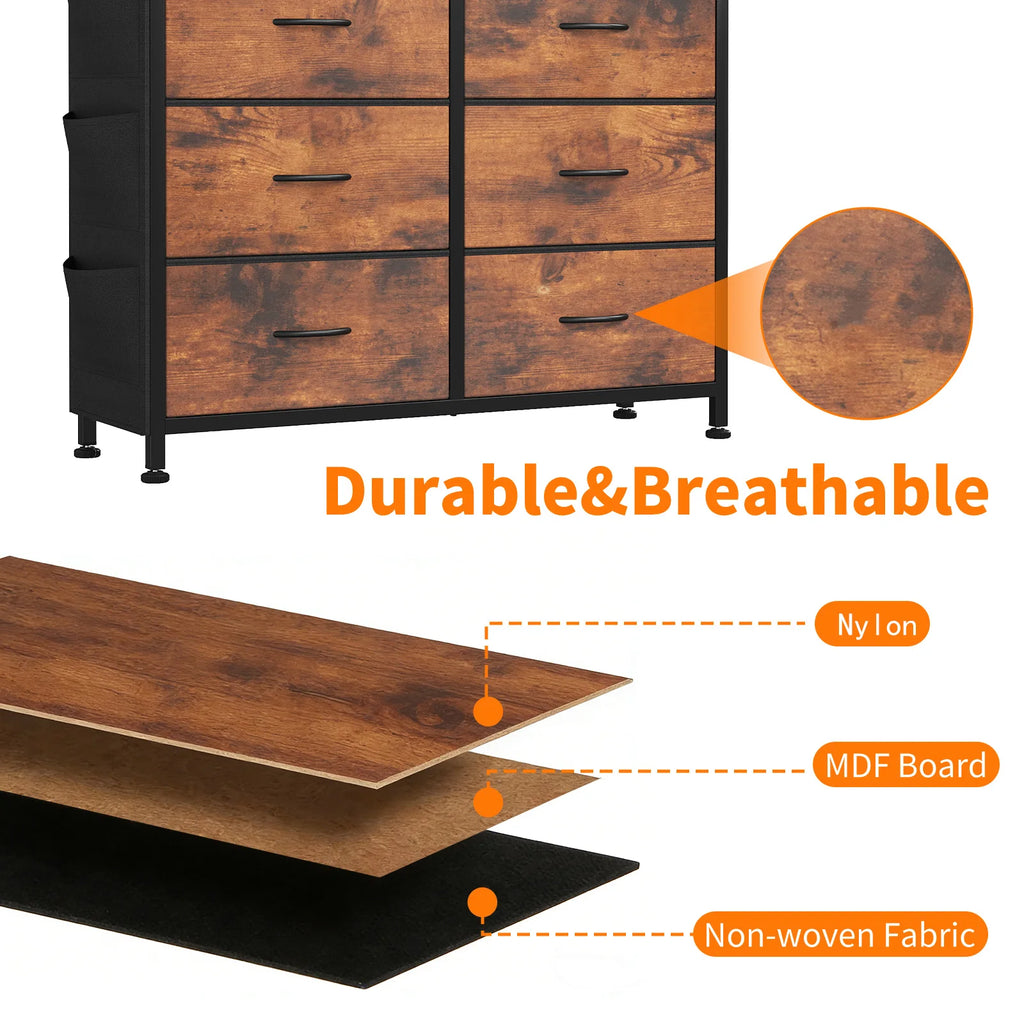 JHK Living Room 10 Fabric Drawers With Side Bag Cabinet Storage Organizer Cabinet Steel Frame Assembly Closet For Furniture