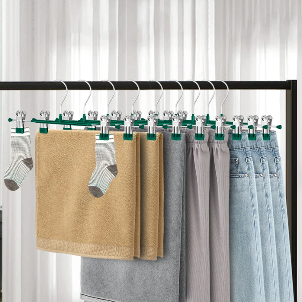 Stainless Steel Wardrobe Clothes Drying Rack With Clips For Pants