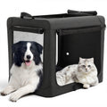 JHK 600D Oxford Fabric Foldable Soft Dog Crate Portable Pet Kennel with 3 Doors Use for Small to Extra Large Dogs Indoor