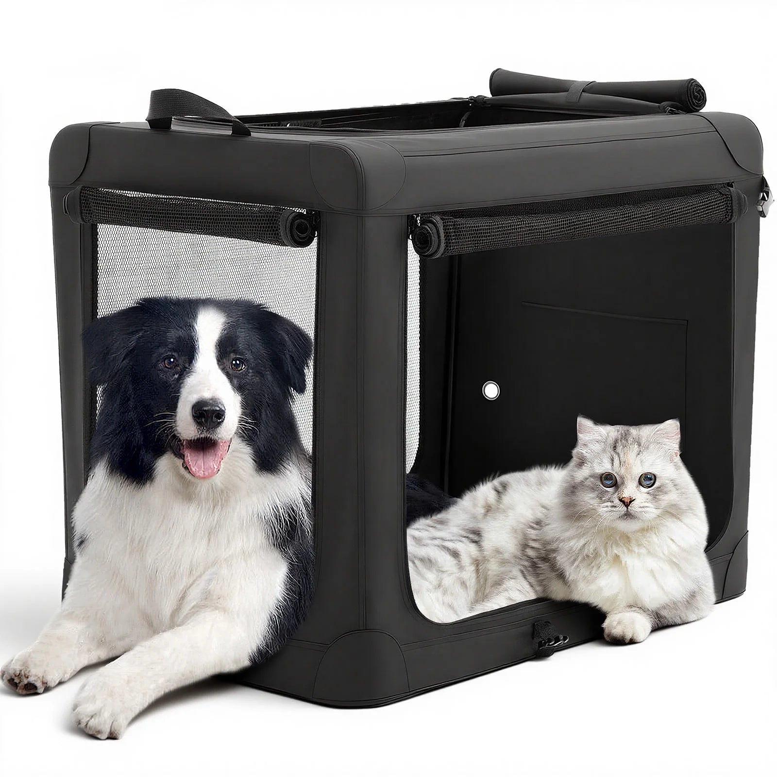 JHK 600D Oxford Fabric Foldable Soft Dog Crate Portable Pet Kennel with 3 Doors Use for Small to Extra Large Dogs Indoor