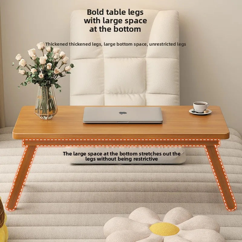 Foldable Tatami Coffee Table - Japanese Style Low Table for Bay Window & Living Room, Portable Bed Tea Table, table basse