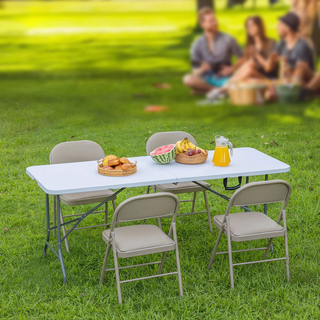 JHK Plastic Portable Folding Outdoor Indoor Table Heavy Duty Foldable Table with Carrying Handle Safety Lock For Camping Picnic