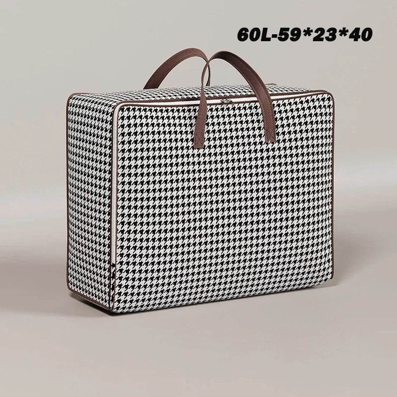 1pc Non-woven Fabric Quilt Storage Bag Large Capacity Portable Luggage Bag Foldable With Handle Packing Bag Clothes Organizer