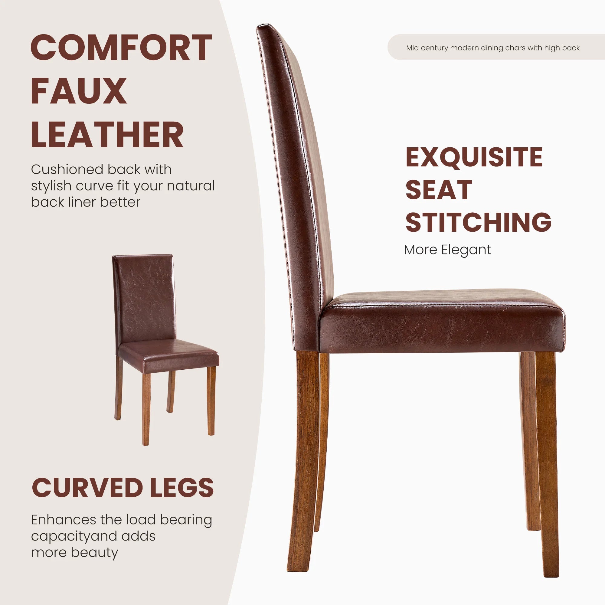 JHK Faux Leather Ergonomic Office Chairs Set of 4 Soft Cushion Seat High Backrest Living Room Gaming Chair Waterproof Thickened