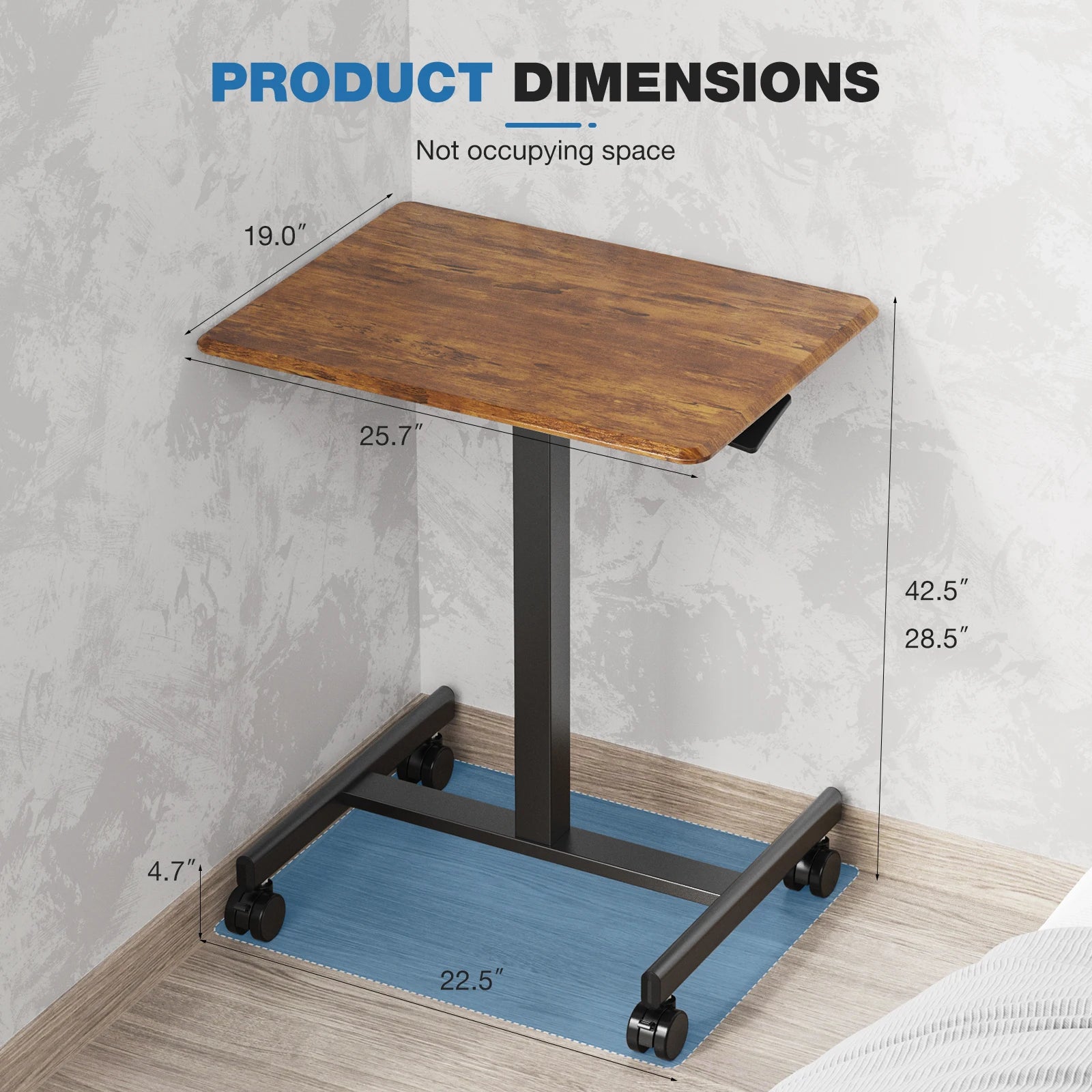 JHK Mobile Living Room Sofa Table Standing Desk Portable Computer Desk Laptop Height Adjustable Table Sitting Workstation