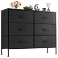 JHK Nightstand 6 Fabric Drawers Dresser For Bedroom Bedside Sofa Table With Storage Closet Chest Display Cabinet Furniture