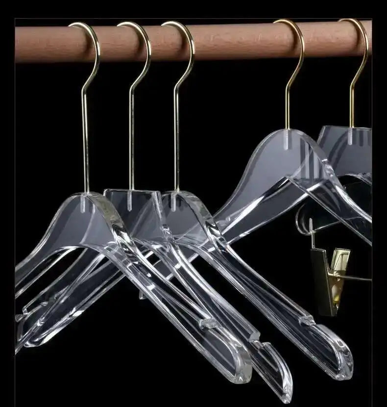 Acrylic Transparent Hanger Display Rack With Crystal Clips For Clothes And Pants