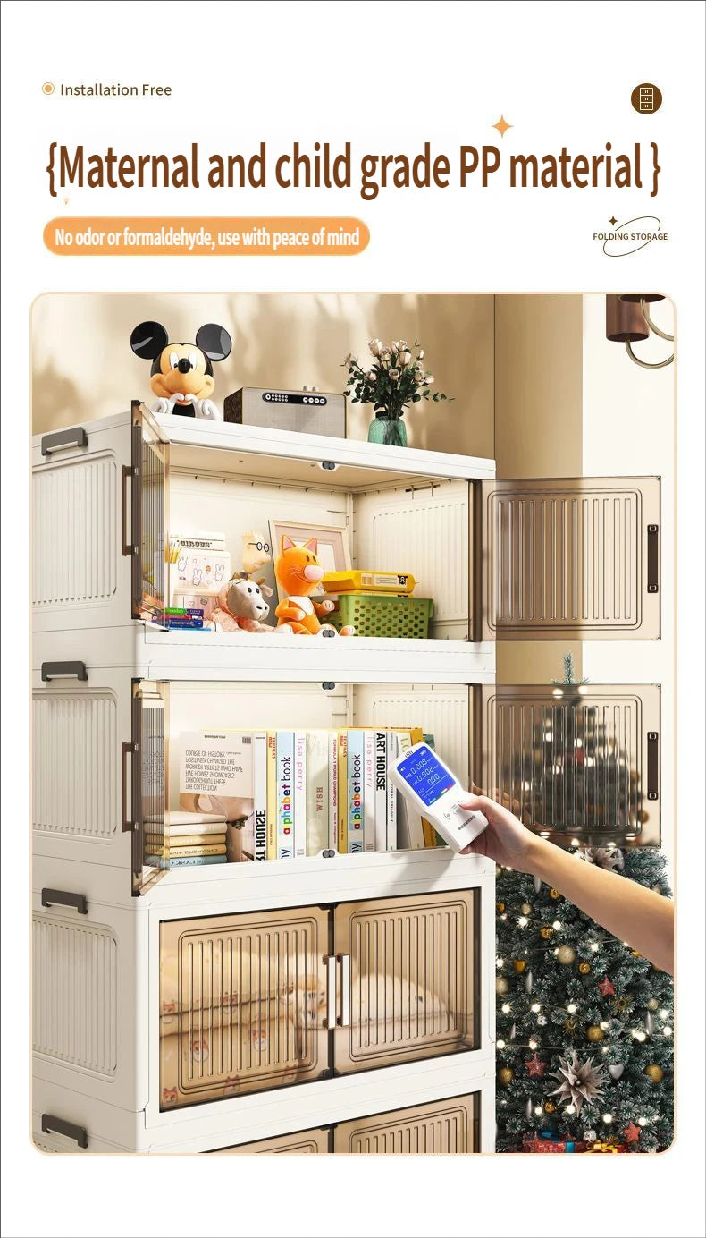 Foldable Plastic Storage Cabinet For Baby Clothes Multi Layered Closet