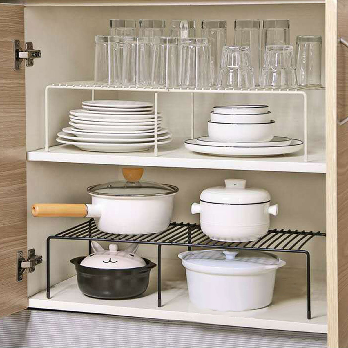 Retractable Kitchen Shelf Multifunctional Expandable Stackable Sliding Rack Space Saving Home Cabinets Tableware Organizer Rack