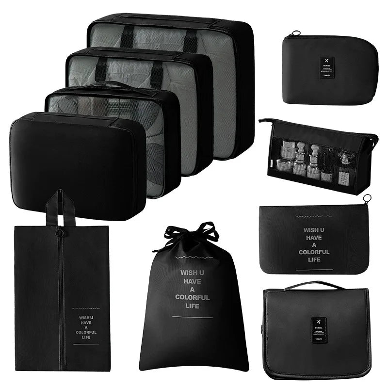 7/8/9/10 Pcs Set Travel Organizer Storage Bags Suitcase Packing Cubes Set Cases Portable Luggage Clothes Shoe Tidy Pouch Folding