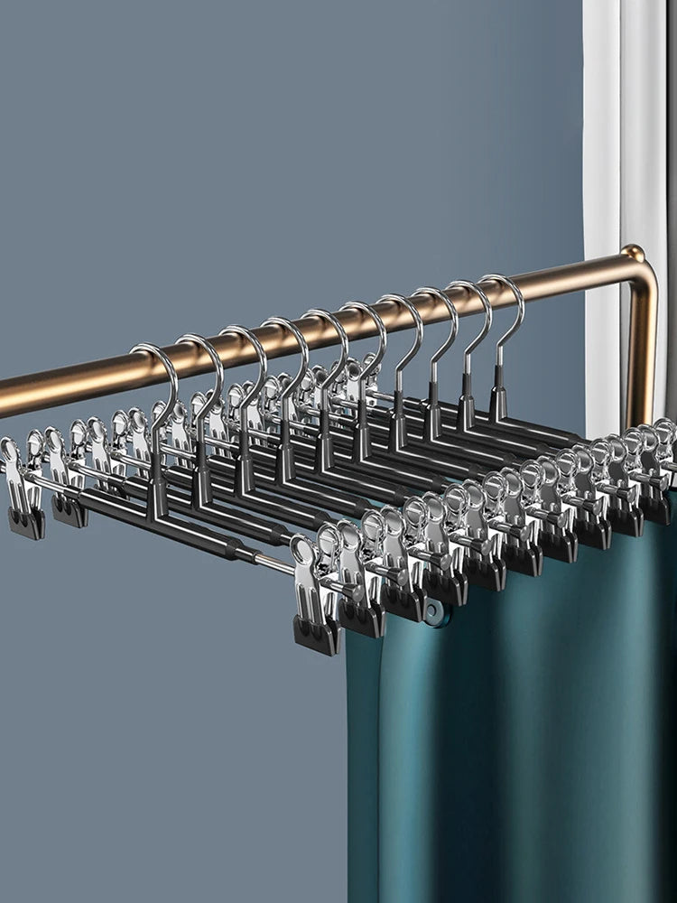 Stainless Steel Wardrobe Clothes Drying Rack With Clips For Pants