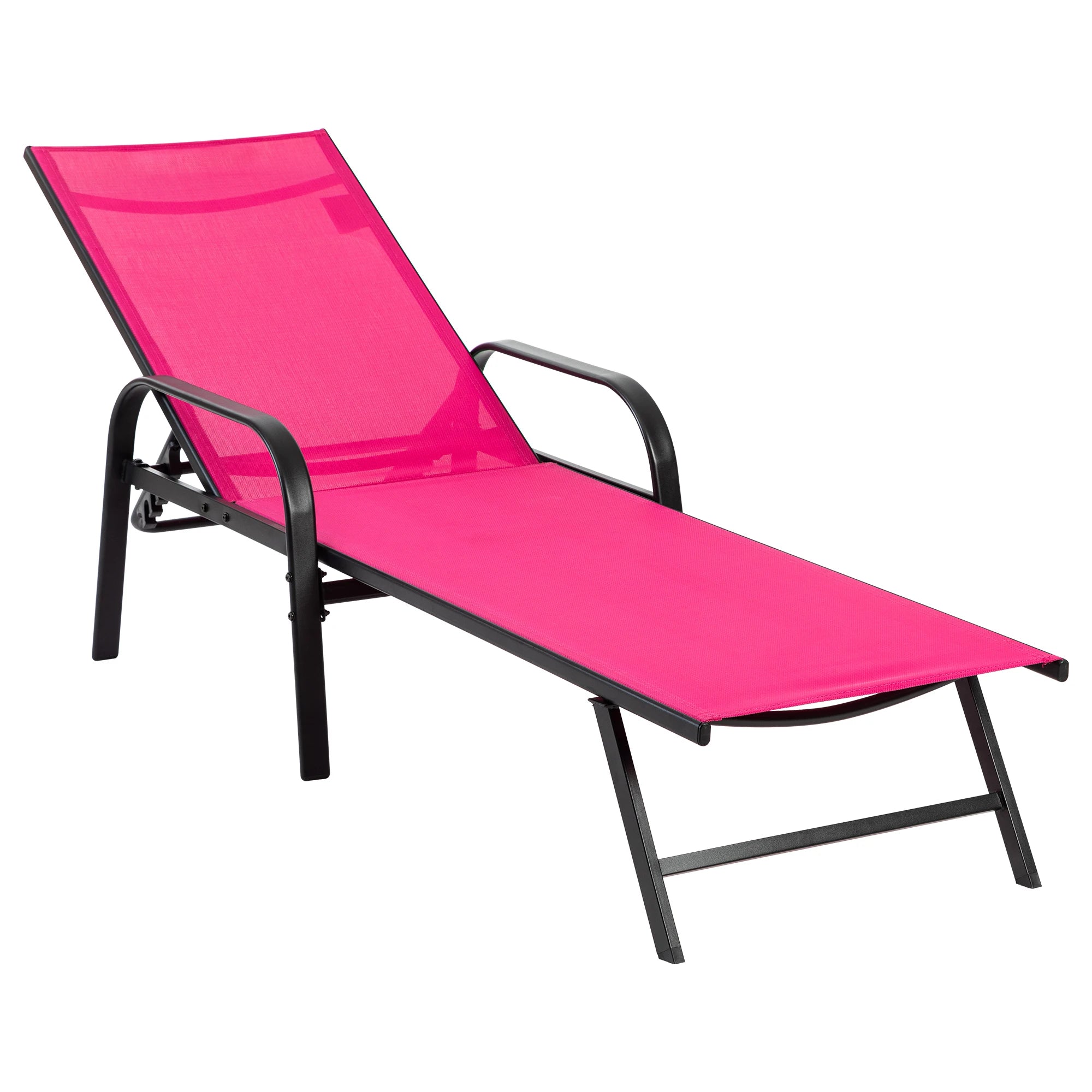 JHK Portable 8-legged Folding Beach Chair Outdoor Sun Chairs with Armrests Metal Frame Lounge Recliner Chair for Patio Backyard
