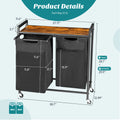 JHK 29IN Cabinets with Movable Wheels Metal Frame and Pull-Out Removable Sorter Bags Clothes Basket Organizer for Furniture