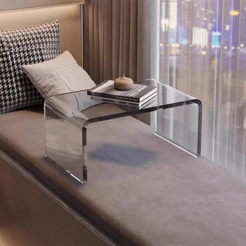 Acrylic Coffee Table Multiuse Acrylic Furniture Modern End Table Japanese Floor Table for Office Living Room Porch Family Garden