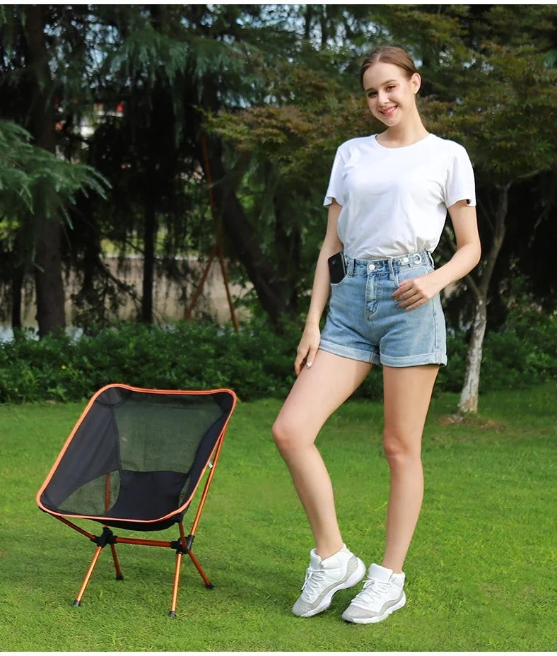 New Outdoor Moon Chair Ultra-Light Folding Camping Chair Portable Leisure Backrest Aluminum Alloy  for Backpacking  fishing