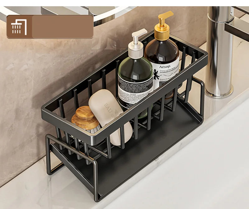 Sink Cleaning Tools Storage Rack Kitchen Multifunctional Stainless Steel Drain Rack for Sponge Cleanser Organizer Rag Hanger