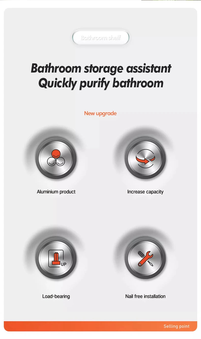 Bathroom Storage Rack Stainless Steel Anti Rust Storage Shower Rack Suction Cup Storage Rack Household Storage Appliances