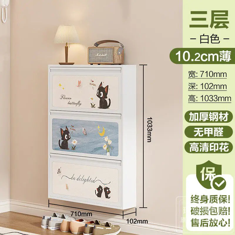 Metallic Ultra Thin Shoe Cabinet Multifunction Indoor Hallway Shoe Cabinet For Home Entrance Scarpiera Mobile Cabinet Furniture