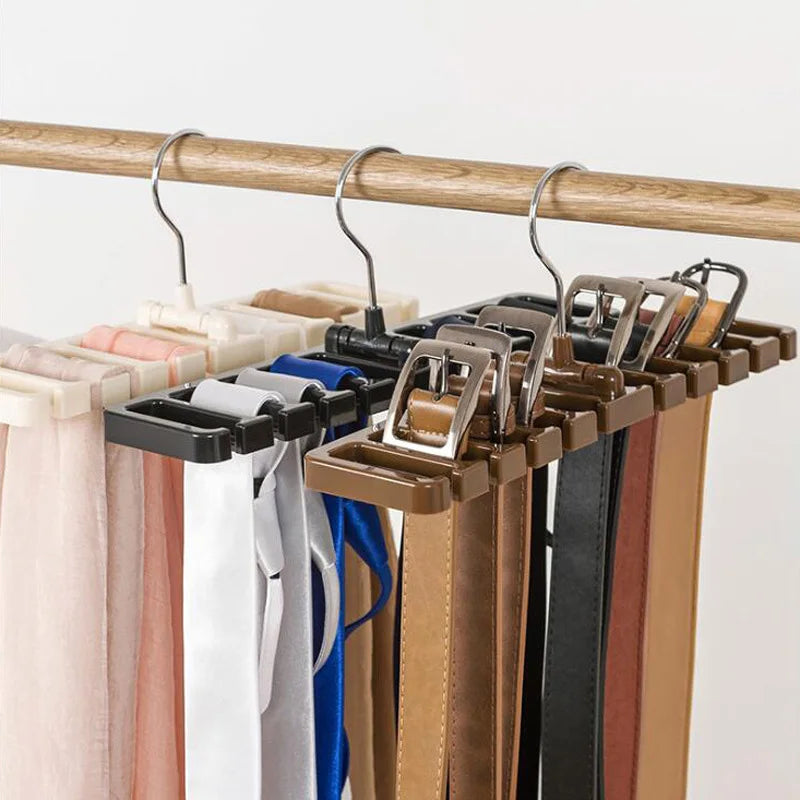 Tie Belt Hanger Wardrobe Closet Organizer 10 Card Slots Large Capacity Belt Storage Rack Scarf Tie Hanging Organizer Scarf Hook